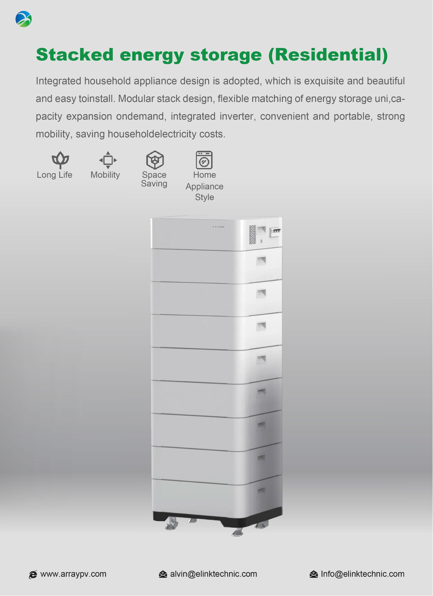 100AH 409.6V 40.96kwh Residential High Voltage Stacked Energy Storage 2