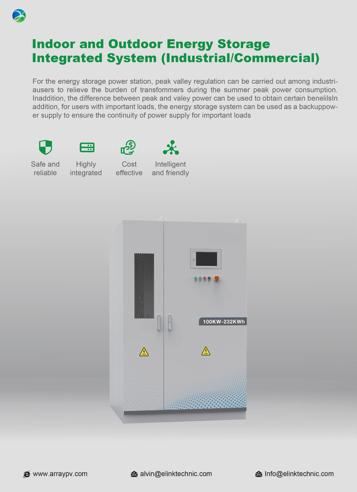 100Ah 215kwh Energy Storage Integrated System