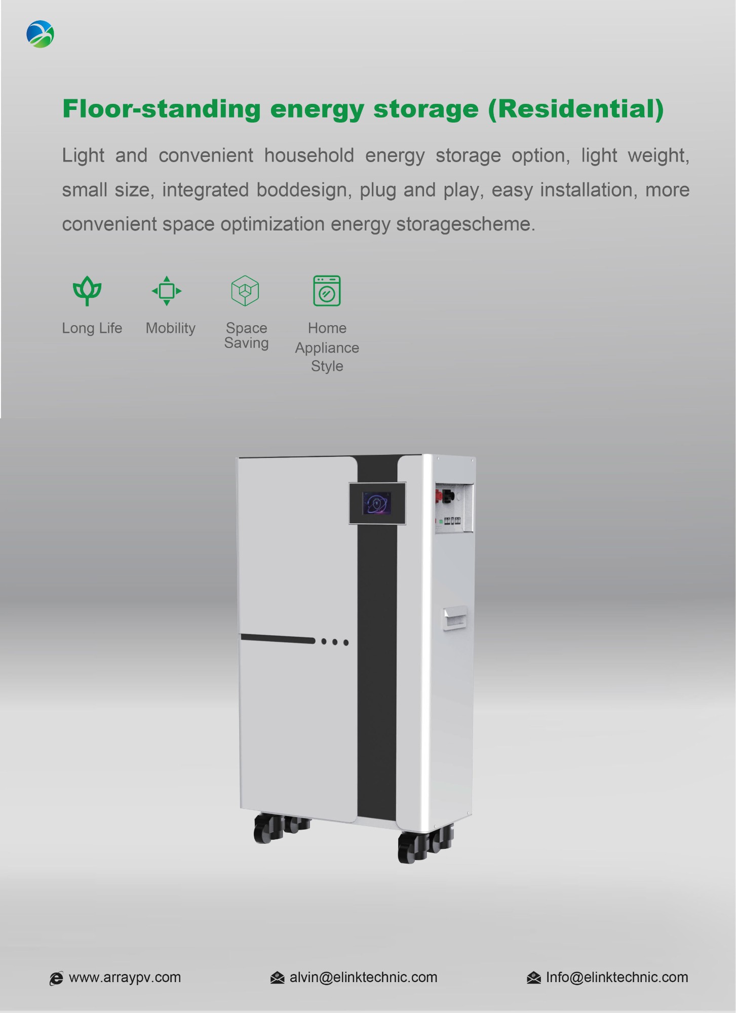 Floor-standing energy storage