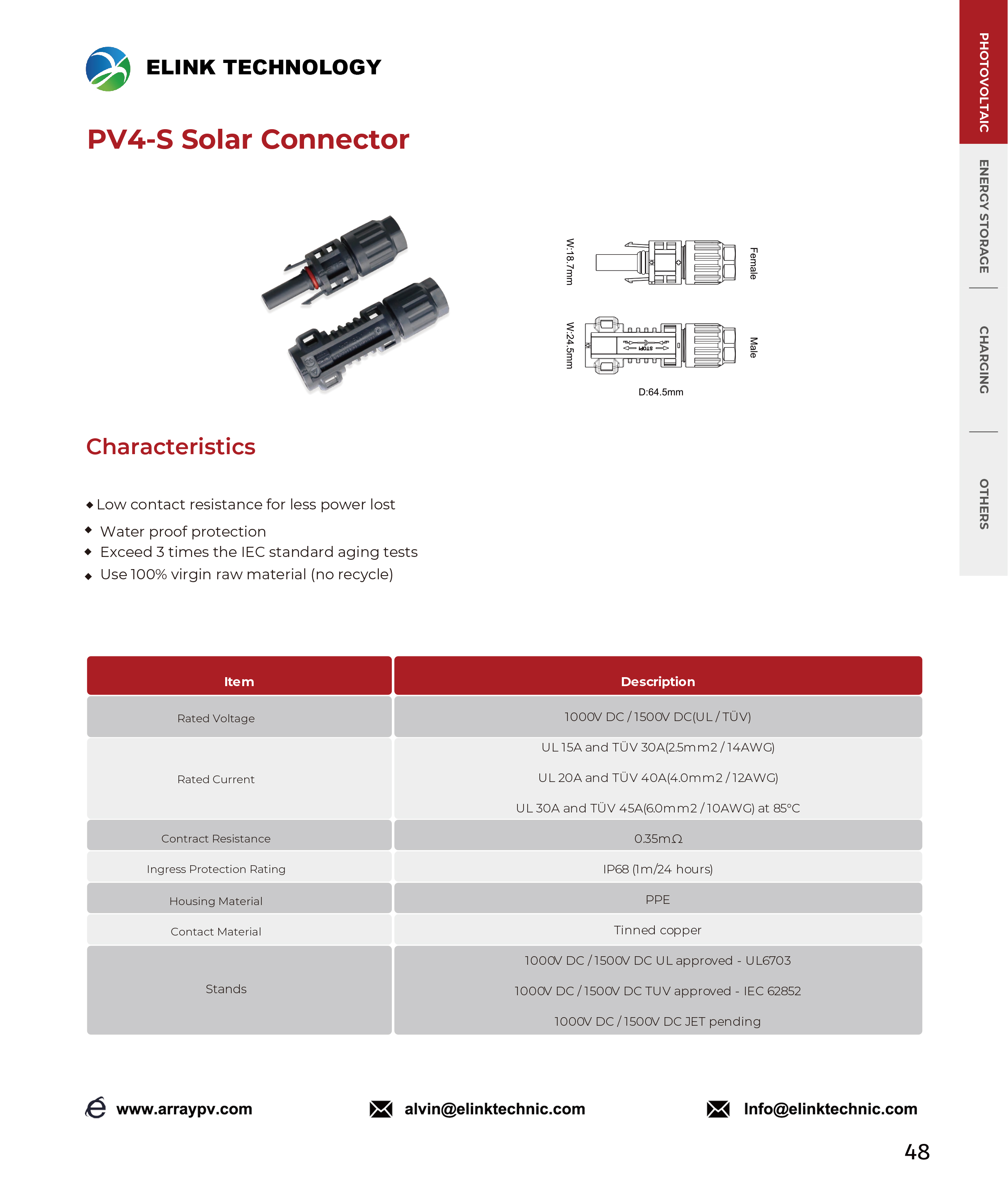 PV4 S Solar Connector