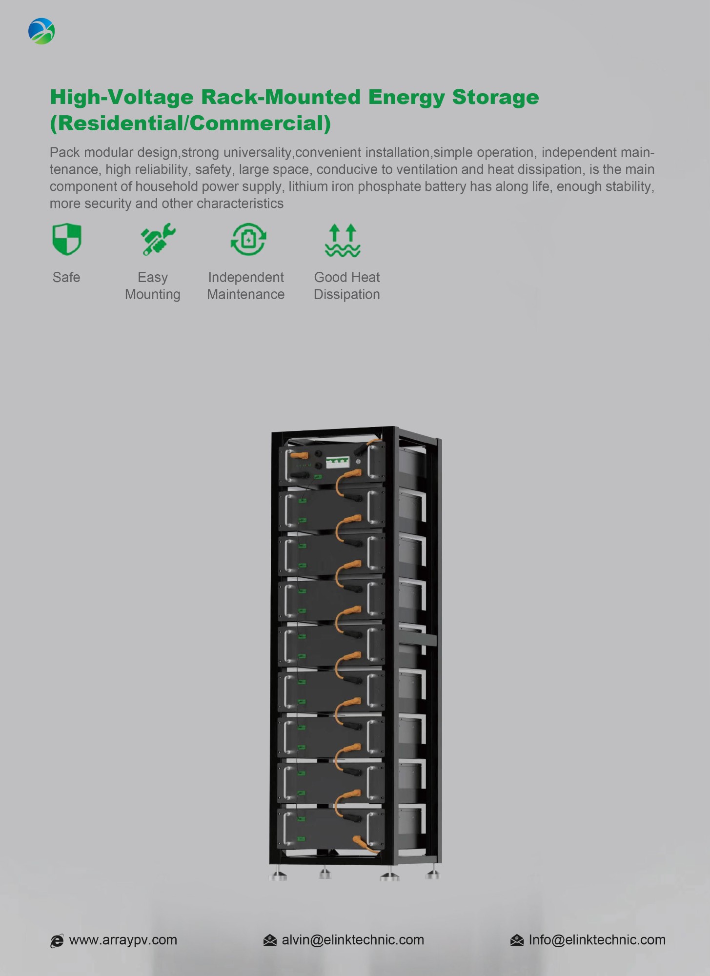 100AH 409.6V Rack-mounted Energy Storage 