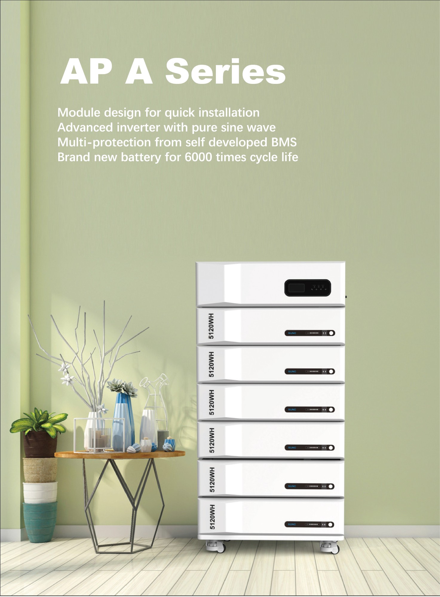 APA5.12kwh 51.2V 100Ah Stacked Energy Storage