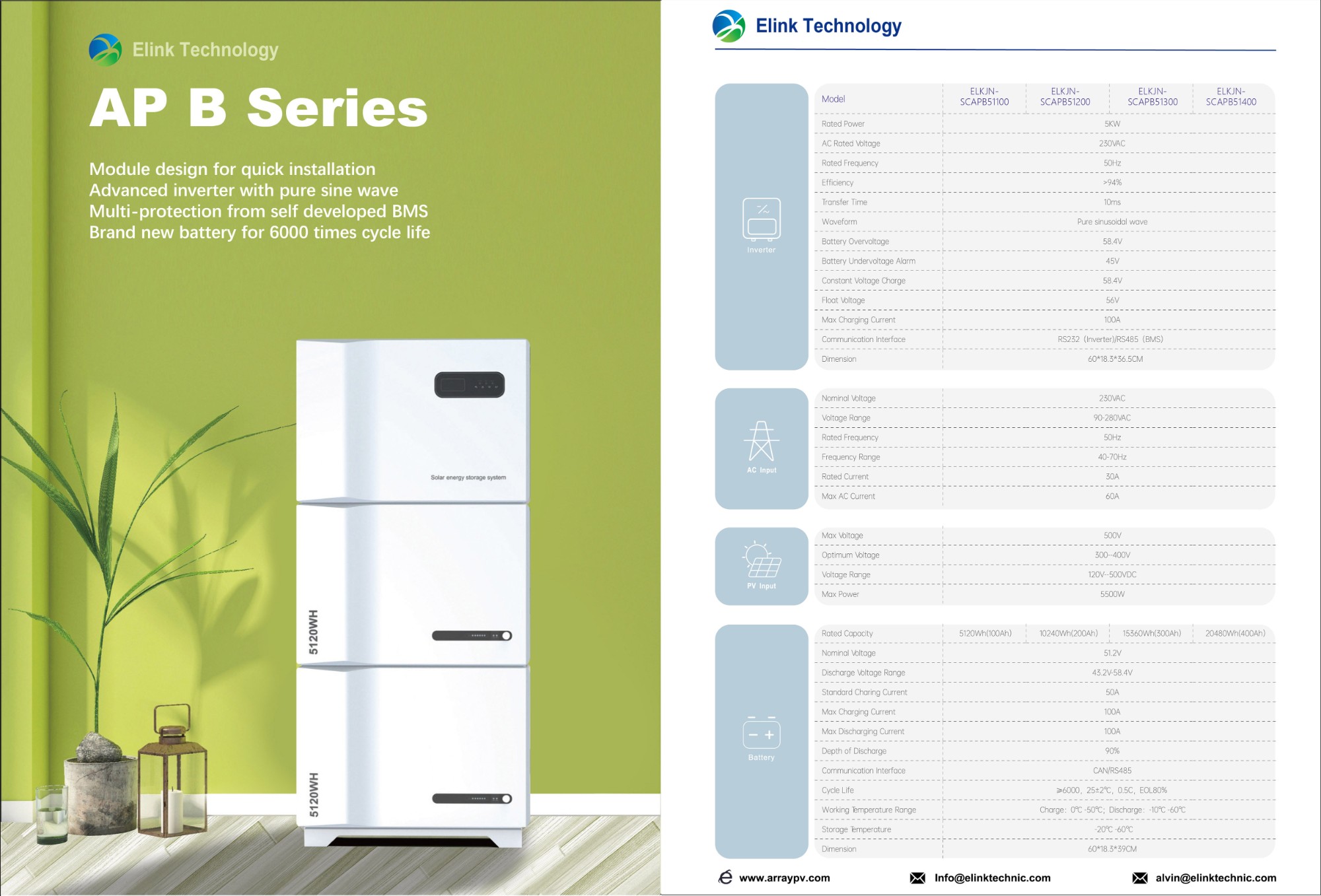 APB 10.24kwh 51.2V 200Ah Stacked Energy Storage